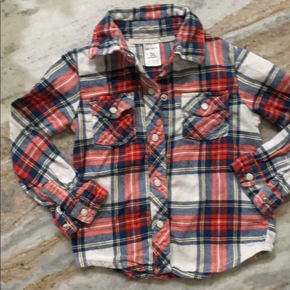 Adorable Girls pearl snap flannel shirt 💗